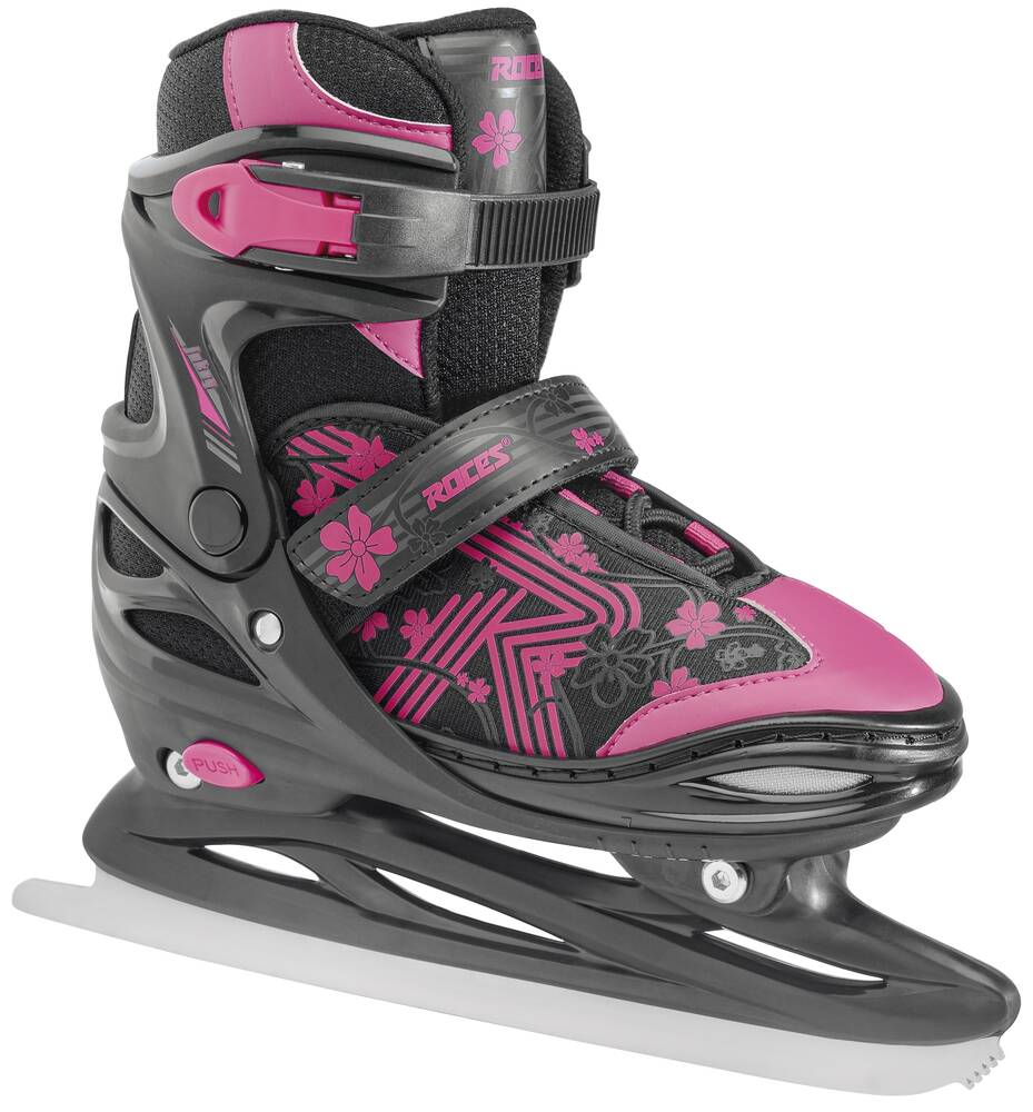 Roces Jokey 3.0 Kids Adjustable Ice Skates Black/Pink Ripped Knees