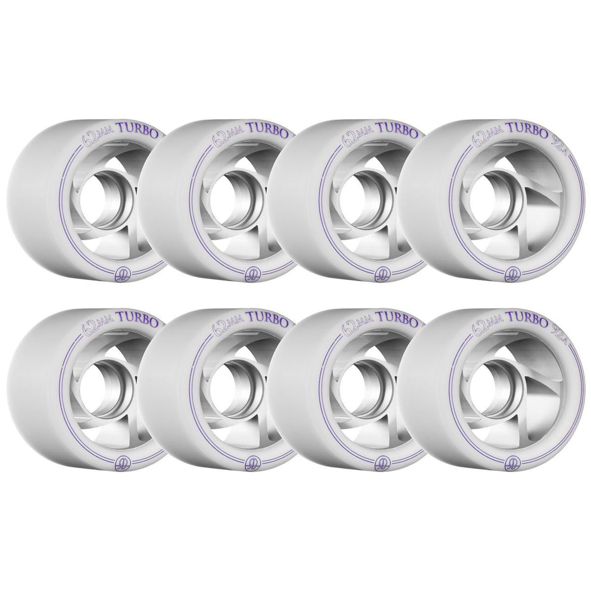 Rollerbones Turbo Hub Aluminium Wheels White 62mm/92a 8 Pack – Ripped Knees