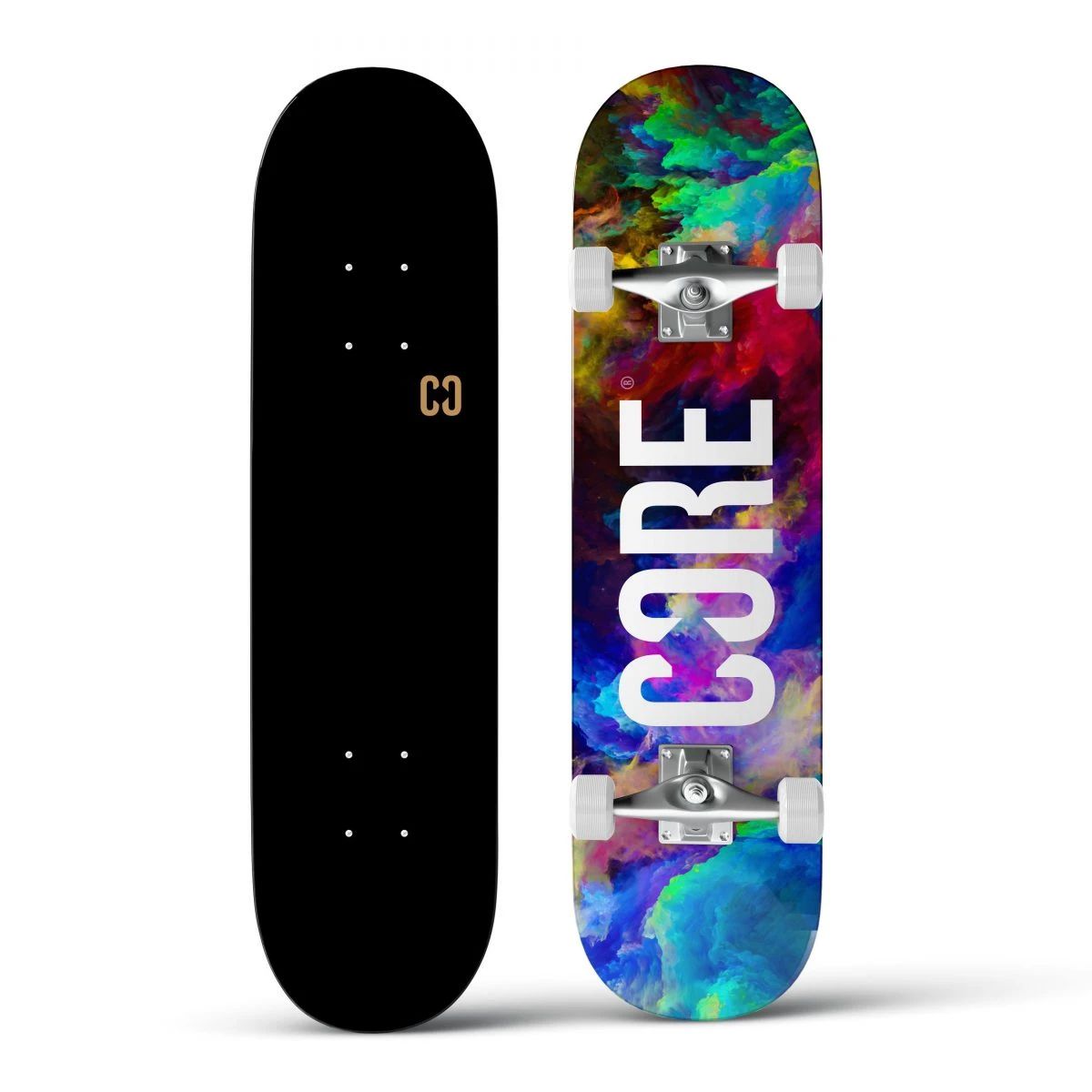 Core Complete Core Split Complete Skateboard Neon Galaxy 7.75 – Ripped Knees